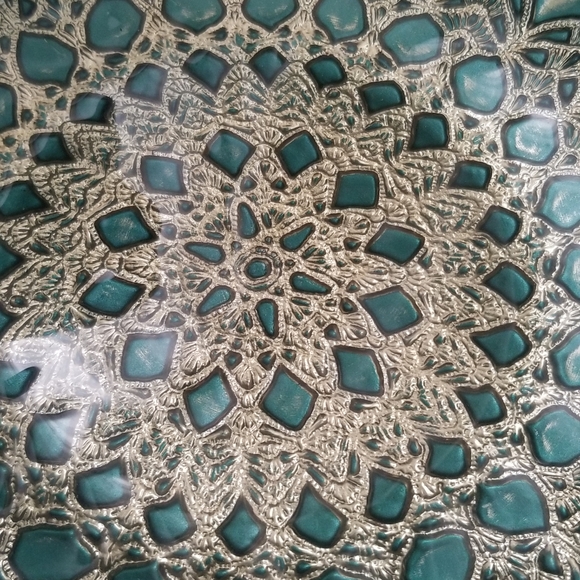 Emerald Green & Gold Glass Pedestal Dish - Picture 4 of 4